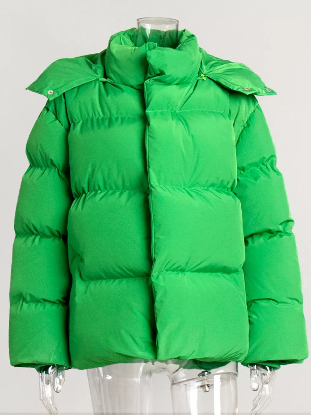 Women's Hooded Puffer Jacket with Pockets, Sizes S to L