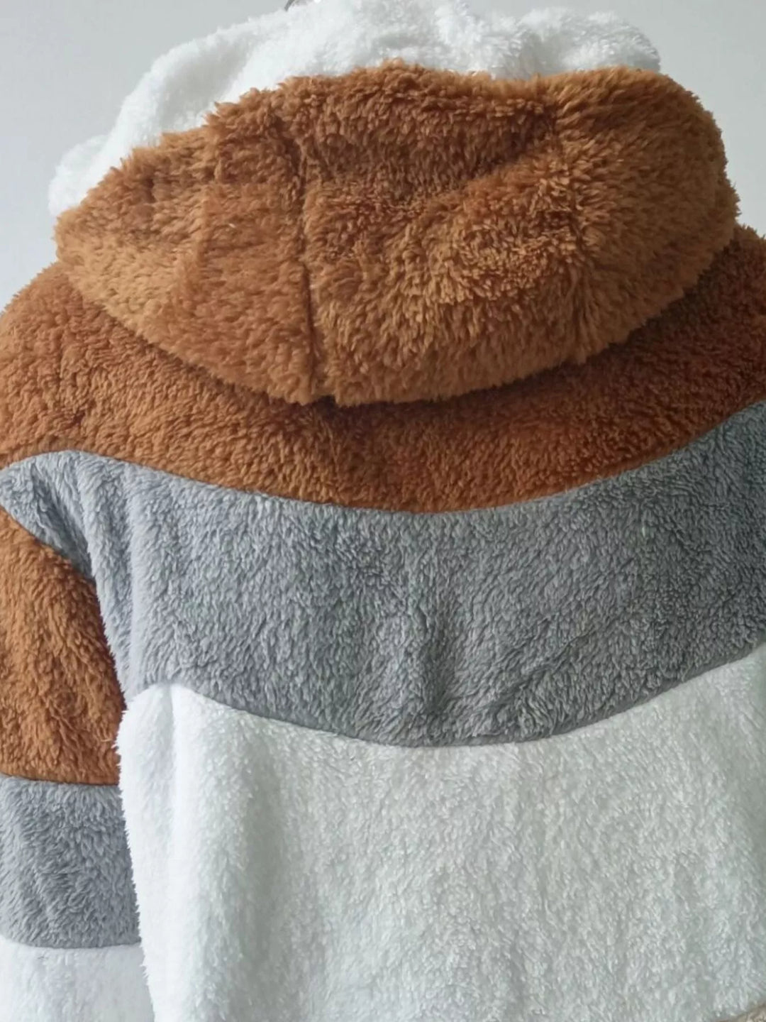 Giacca da donna taglie forti con cappuccio e cerniera, in sherpa, taglie fino a 5XL