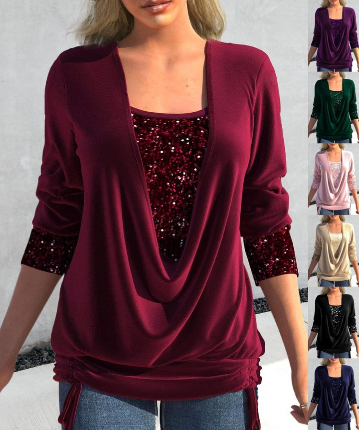 Women's Glitter Sequin Party Top-The Yellow Prime