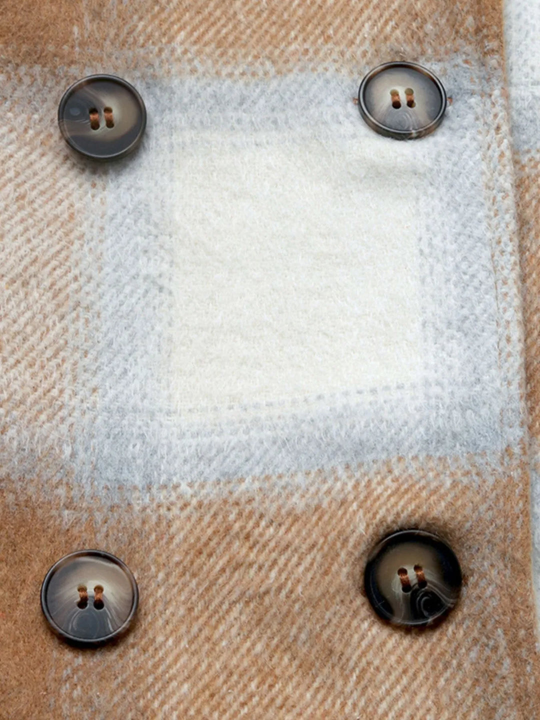 Manteau d'hiver long à carreaux pour femme, fermeture boutonnée et poches