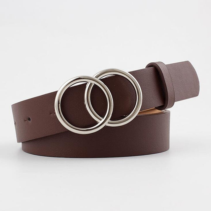 Aria | Women's Leather Belt with Stylish O-Ring Buckle-The Yellow Prime