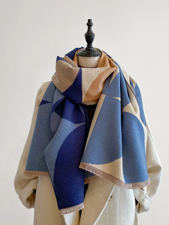 Women's Reversible Geometric Cashmere Oversized Scarf-The Yellow Prime