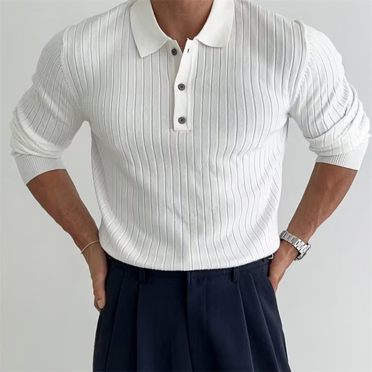 Philip | Men's Knit Long Sleeve Casual Polo Shirt