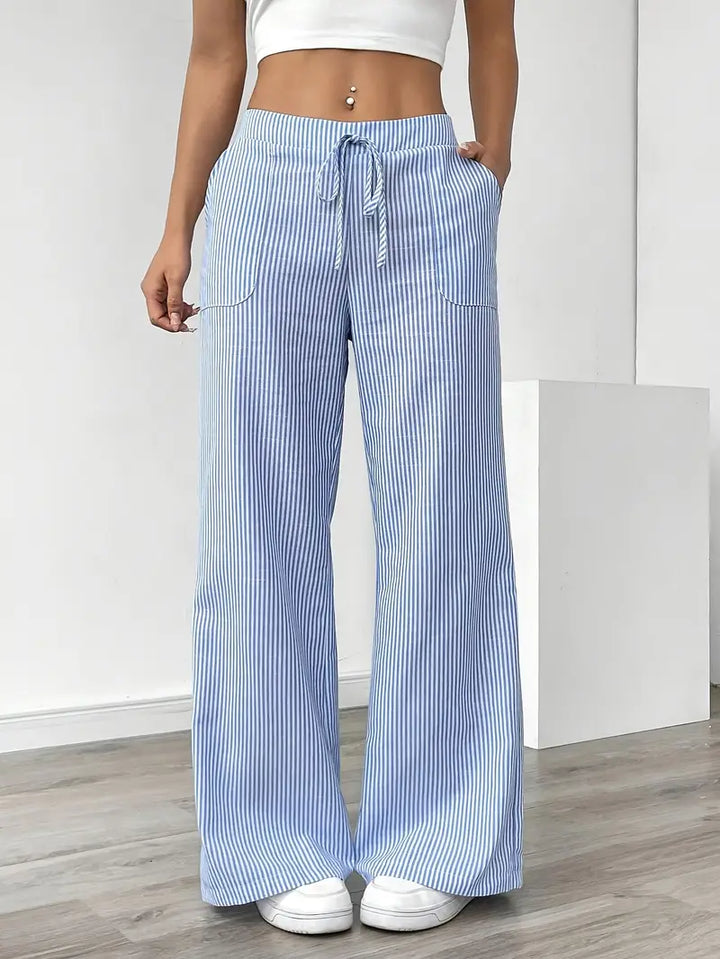 Elise | Women's Relaxed Stripe Casual Pants-The Yellow Prime