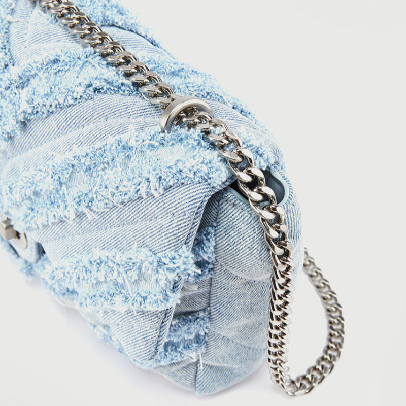 Elegant Light Blue Denim Shoulder Bag for Women-The Yellow Prime