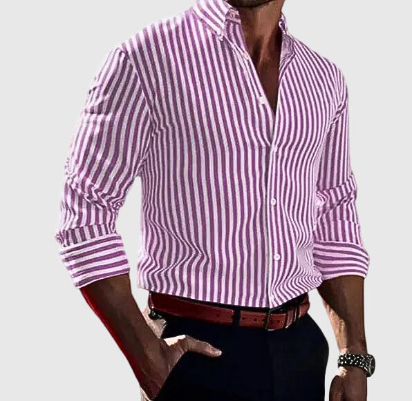 Mariusz | Men's Striped Long Sleeve Dress Shirt