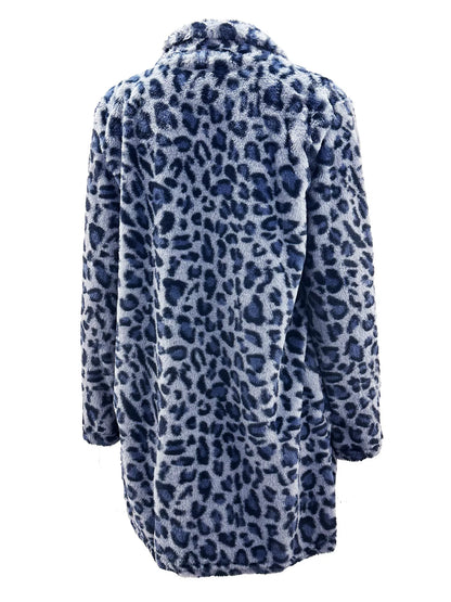 Dammode i fuskpäls med leopardmönster, öppen framtill, plus size 5xl
