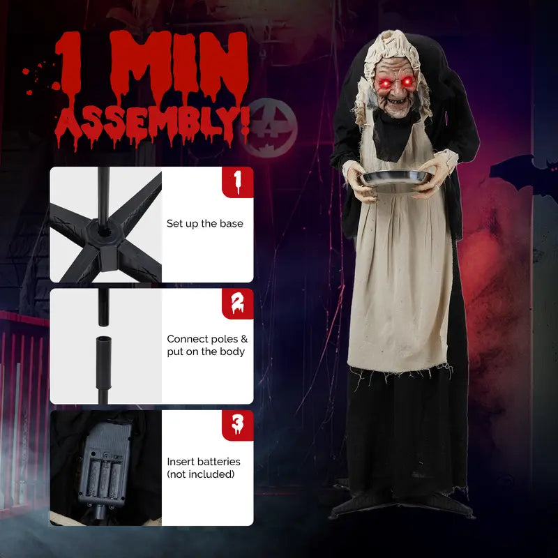 Personnage animé d’Halloween de 5 ft avec mouvement activé par le son et yeux à LED