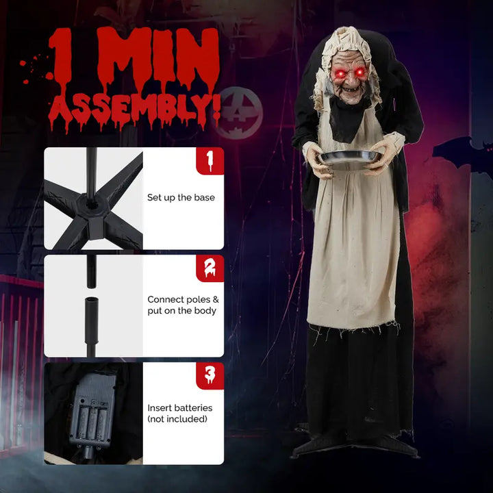 Personnage animé d’Halloween de 5 ft avec mouvement activé par le son et yeux à LED
