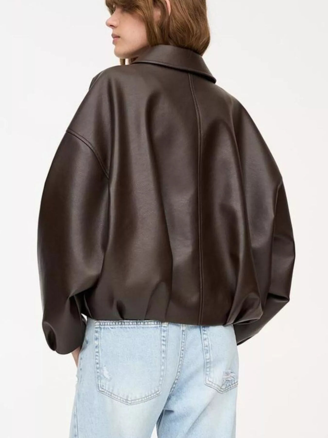 Chaqueta elegante de piel sintética con cremallera para mujer, forrada, tallas XS-XL