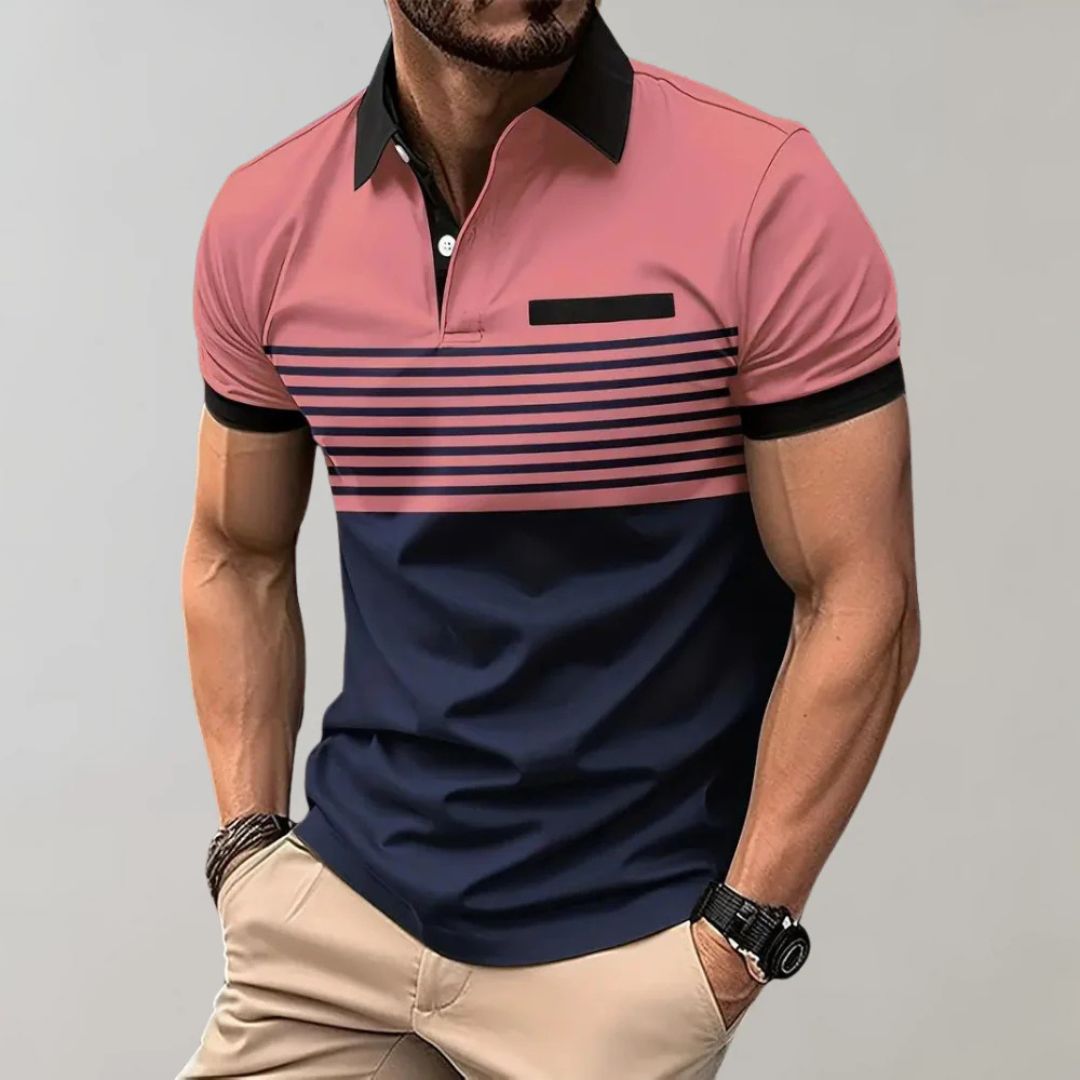 James | Men's Casual Striped Polo - Stylish and Comfortable-The Yellow Prime