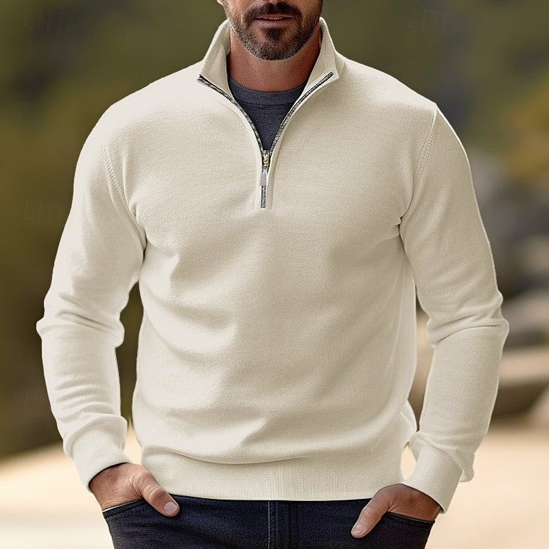 Maglione pullover da uomo dalla vestibilità sartoriale con mezza cerniera