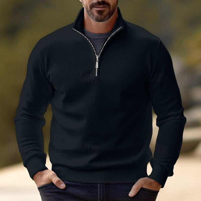 Maglione pullover da uomo dalla vestibilità sartoriale con mezza cerniera