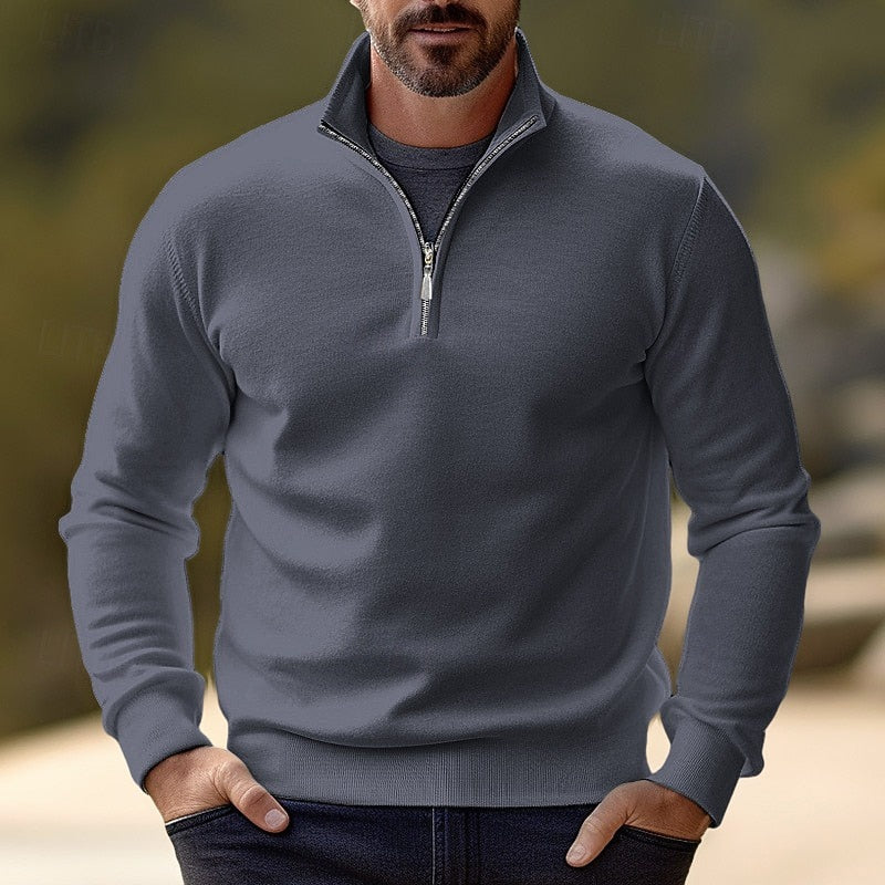 Maglione pullover da uomo dalla vestibilità sartoriale con mezza cerniera