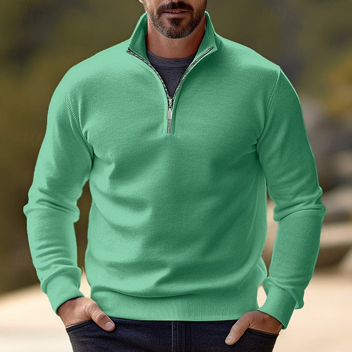 Maglione pullover da uomo dalla vestibilità sartoriale con mezza cerniera