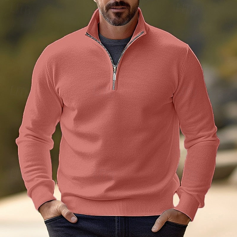 Maglione pullover da uomo dalla vestibilità sartoriale con mezza cerniera