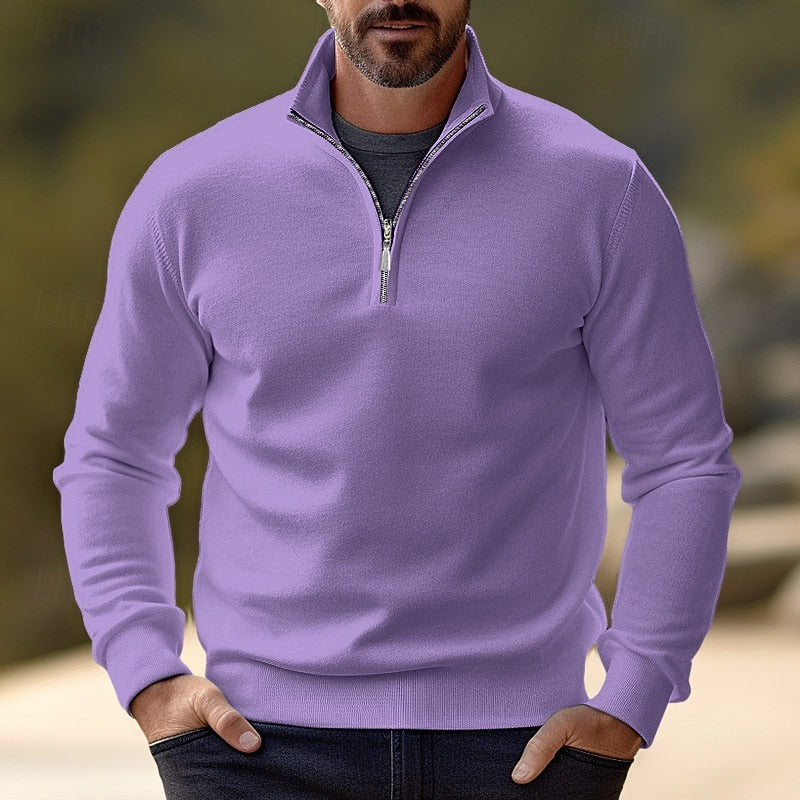 Maglione pullover da uomo dalla vestibilità sartoriale con mezza cerniera