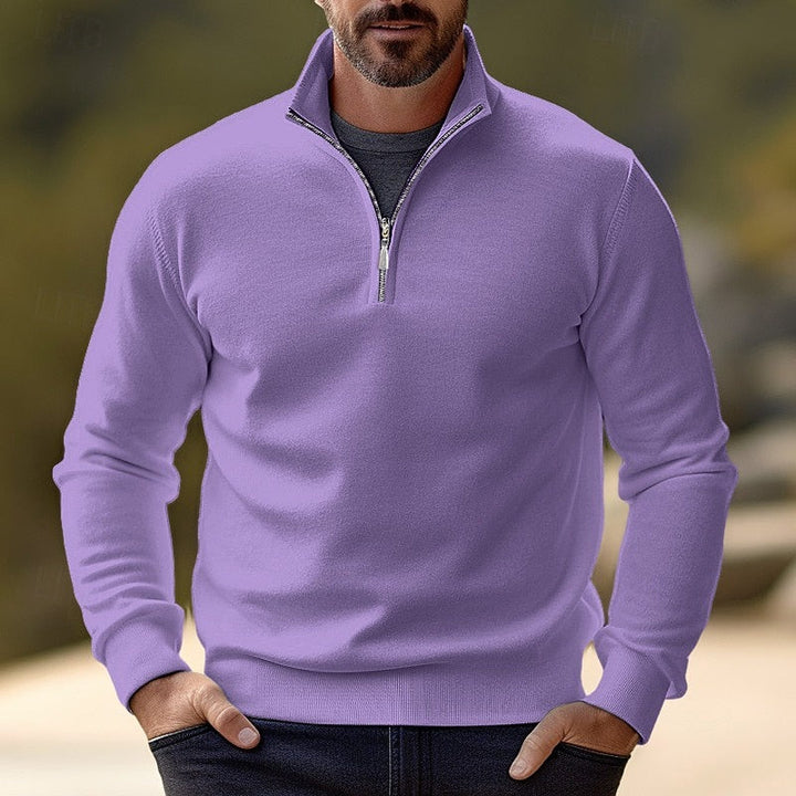 Maglione pullover da uomo dalla vestibilità sartoriale con mezza cerniera