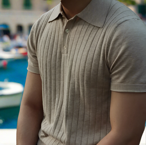 Men's Striped Summer Polo Shirt-The Yellow Prime
