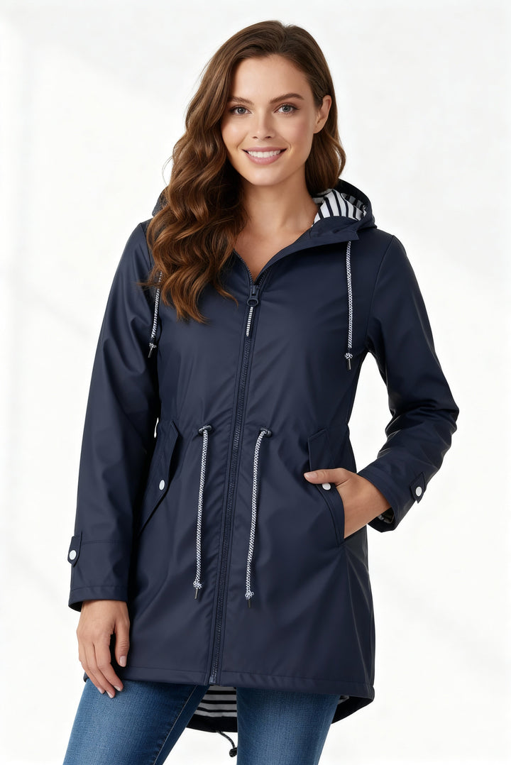 Oversized damesjas met capuchon en uitgesproken stijl