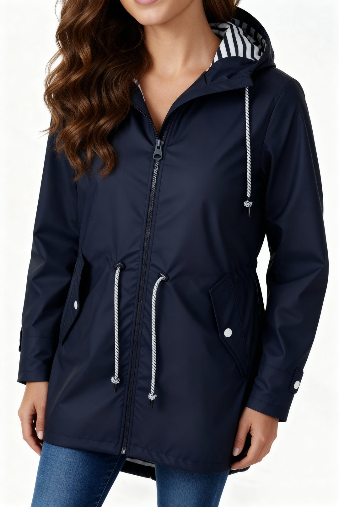 Oversized damesjas met capuchon en uitgesproken stijl