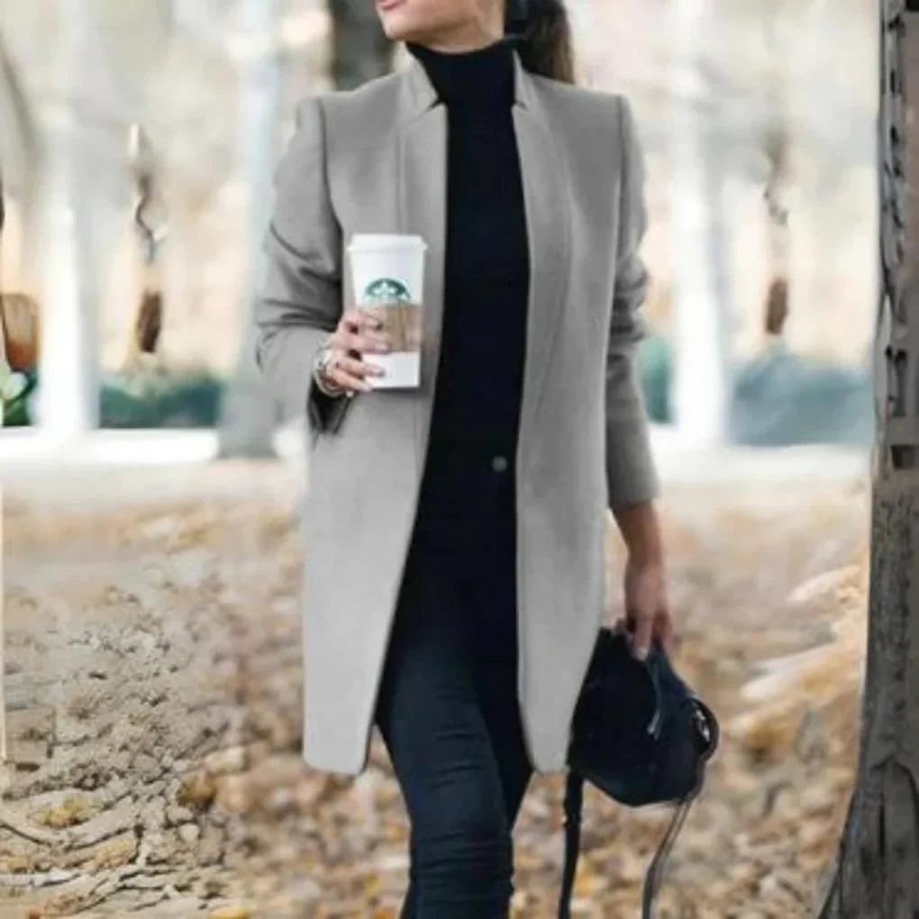 Women's Elegant Winter Coat with Standing Collar for Classic Warmth