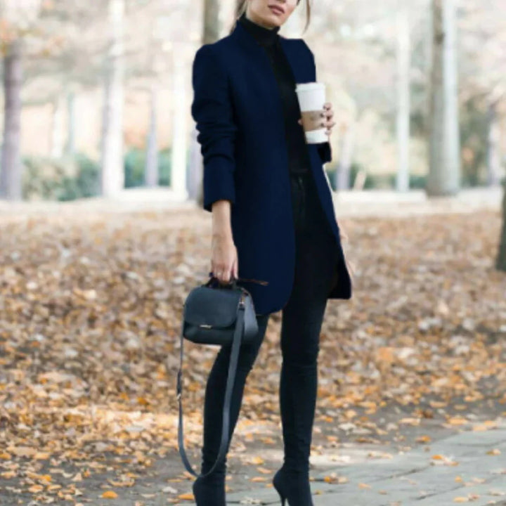 Women's Elegant Winter Coat with Standing Collar for Classic Warmth