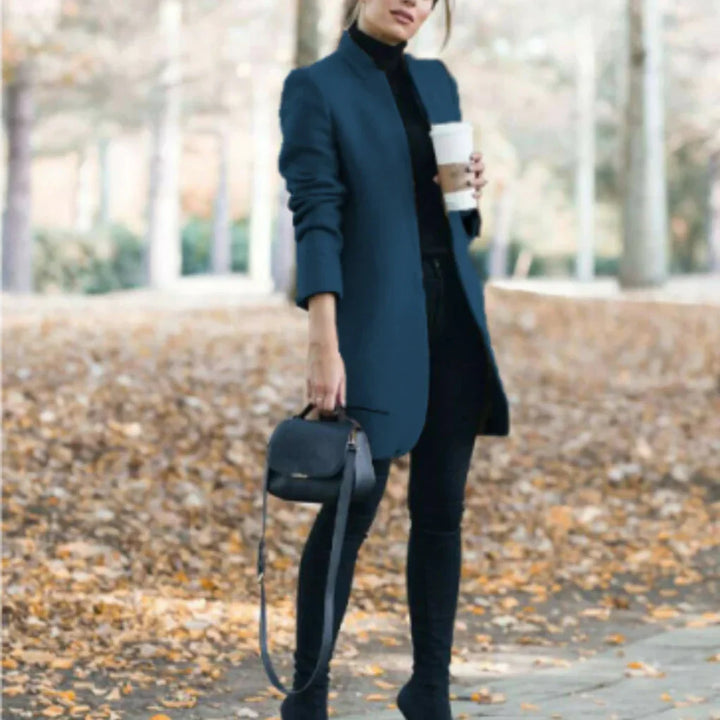 Women's Elegant Winter Coat with Standing Collar for Classic Warmth