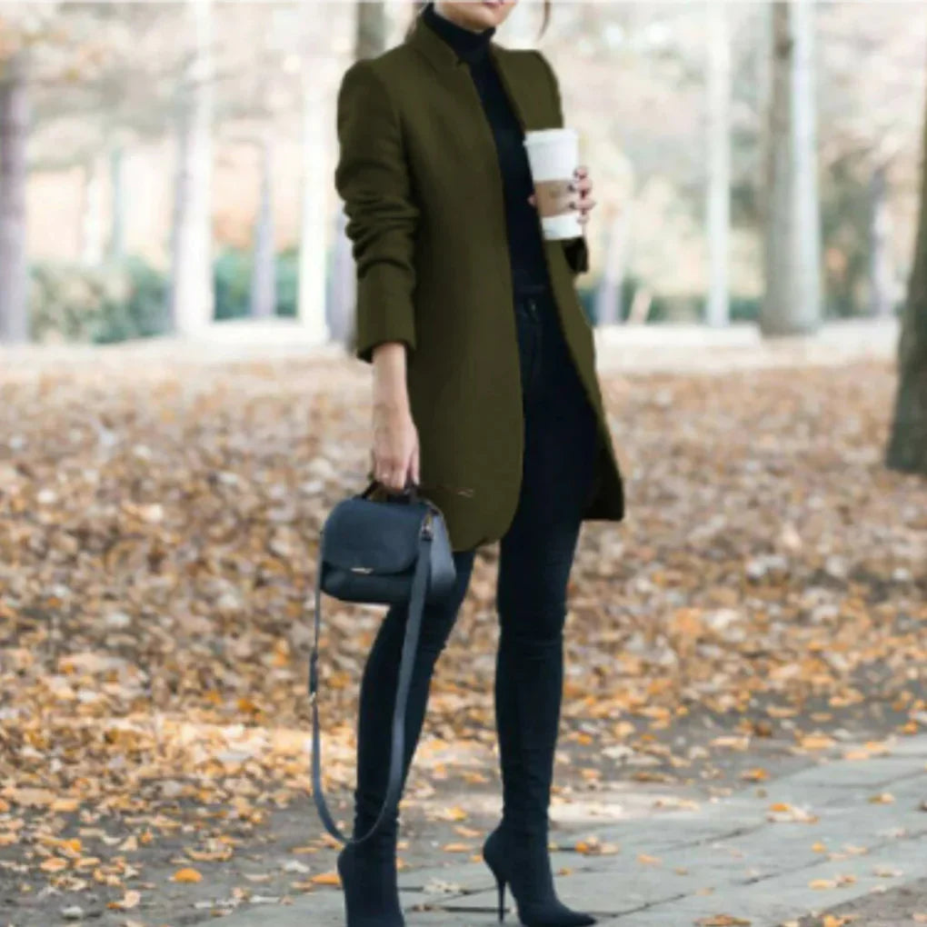 Women's Elegant Winter Coat with Standing Collar for Classic Warmth