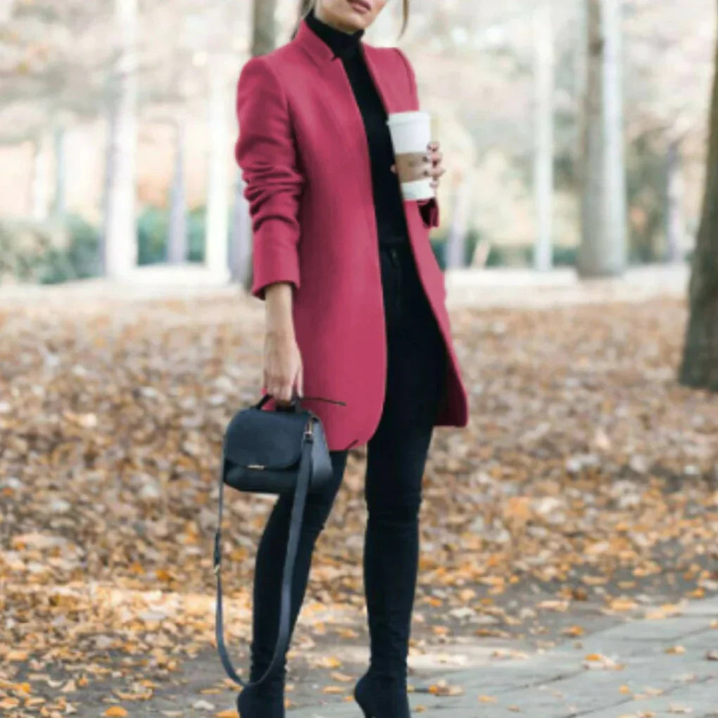 Women's Elegant Winter Coat with Standing Collar for Classic Warmth