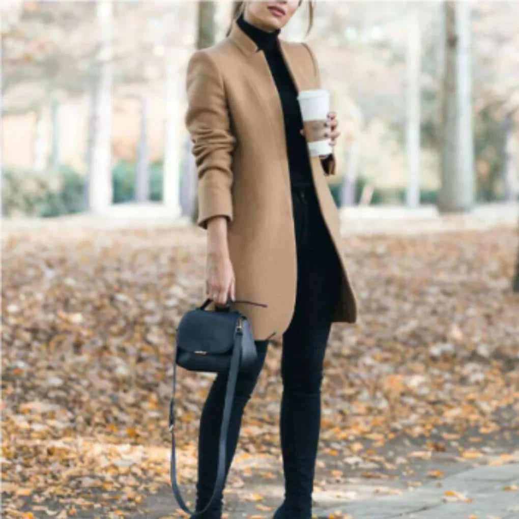 Women's Elegant Winter Coat with Standing Collar for Classic Warmth