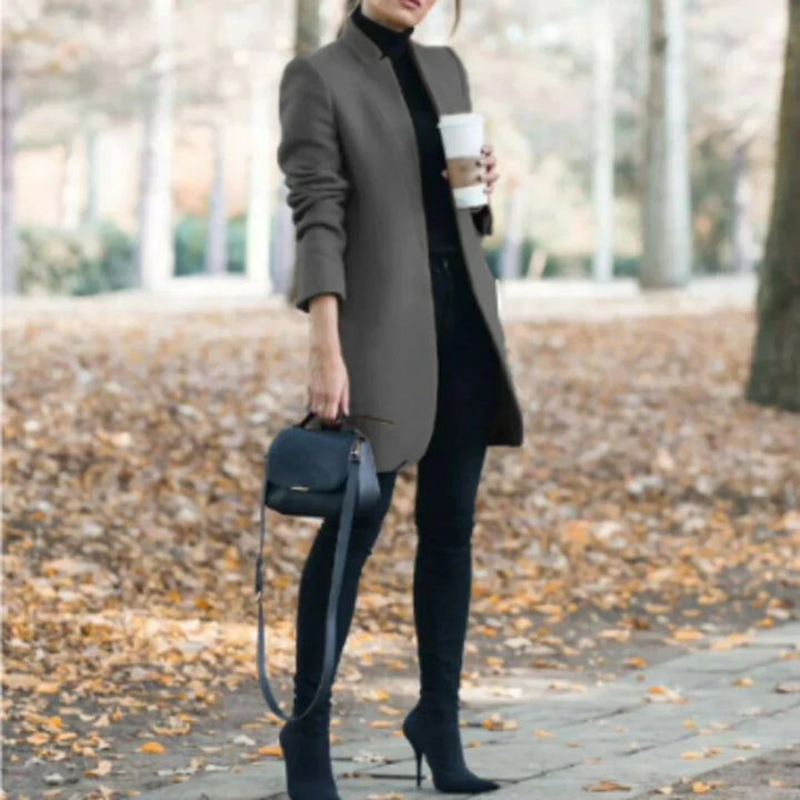 Women's Elegant Winter Coat with Standing Collar for Classic Warmth