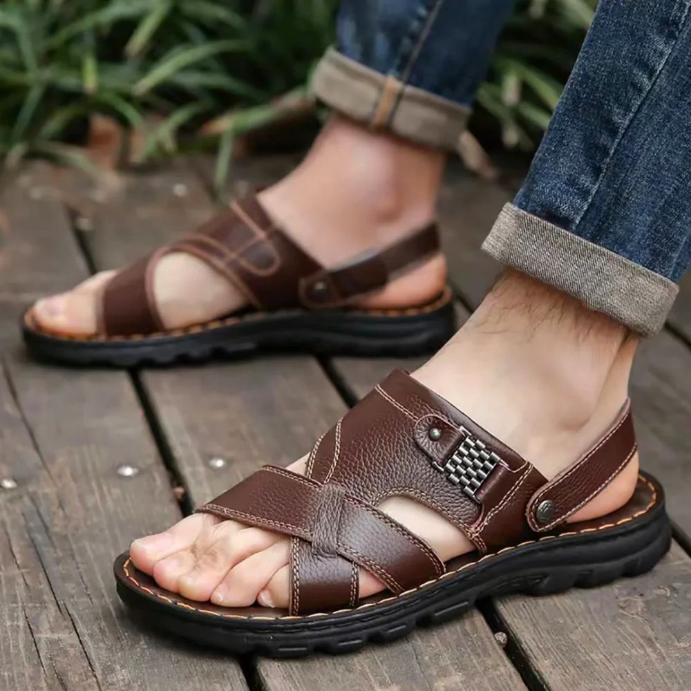 Tibor | Men's Summer Leather Sandals with Optimal Support-The Yellow Prime