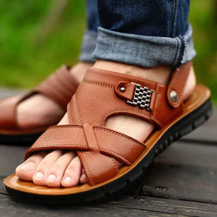 Tibor | Men's Summer Leather Sandals with Optimal Support-The Yellow Prime
