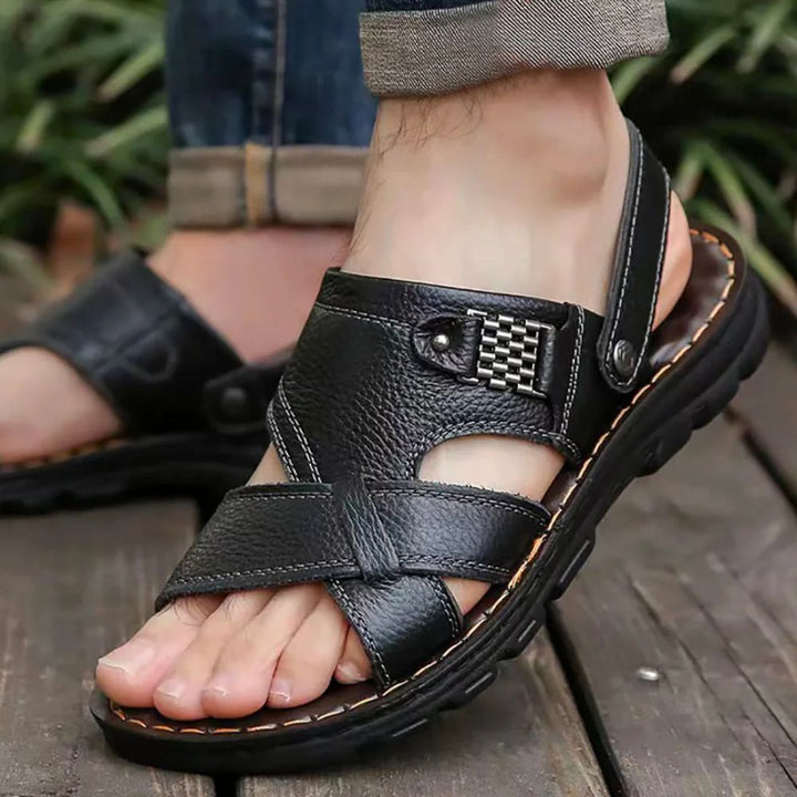 Tibor | Men's Summer Leather Sandals with Optimal Support-The Yellow Prime