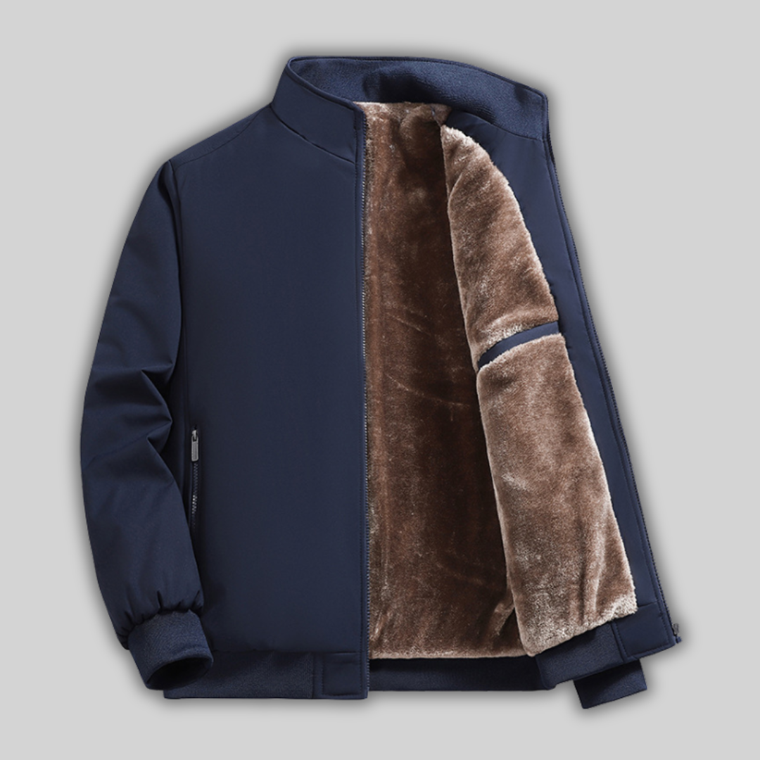 Klassisk herrrock med hög krage och elegant stil