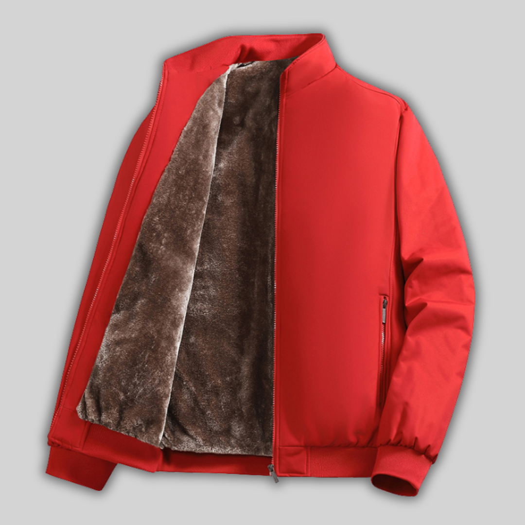 Klassisk herrrock med hög krage och elegant stil