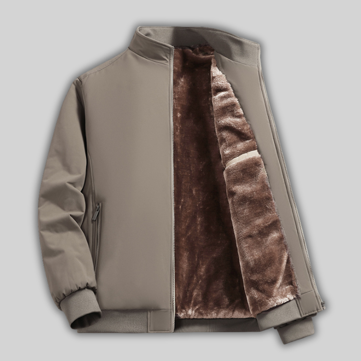 Klassisk herrrock med hög krage och elegant stil