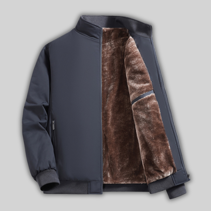 Klassisk herrrock med hög krage och elegant stil