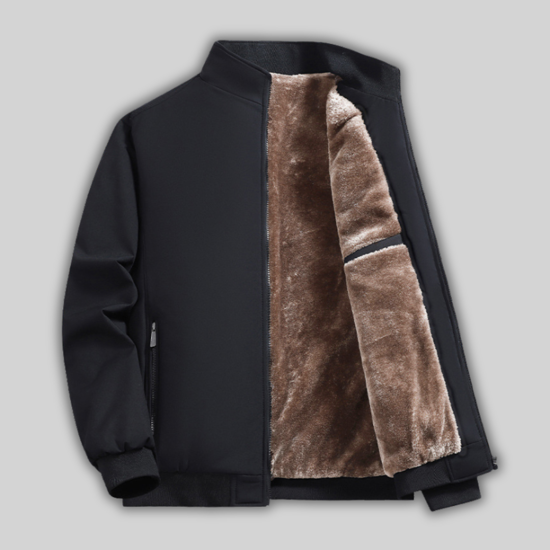 Klassisk herrrock med hög krage och elegant stil