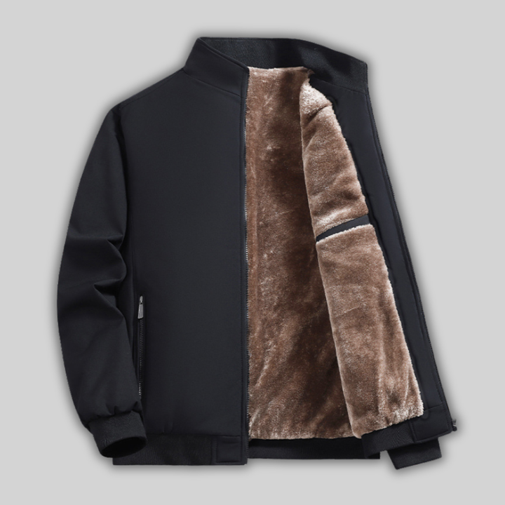 Klassisk herrrock med hög krage och elegant stil