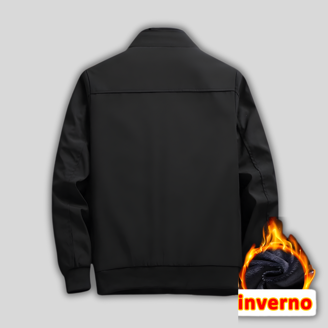 Klassisk herrrock med hög krage och elegant stil