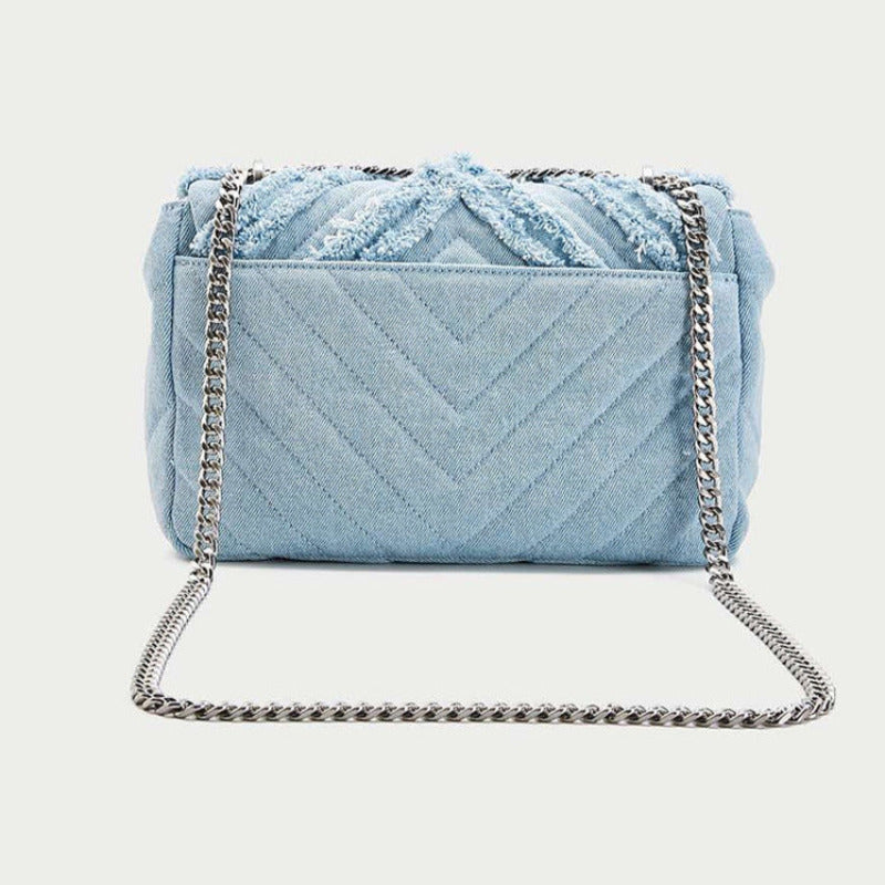 Elegant Light Blue Denim Shoulder Bag for Women-The Yellow Prime
