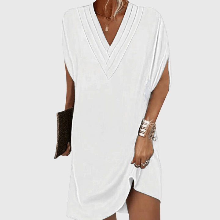 Angelica | Women's V-Neck Loose Mini Dress - Casual Summer Style-The Yellow Prime