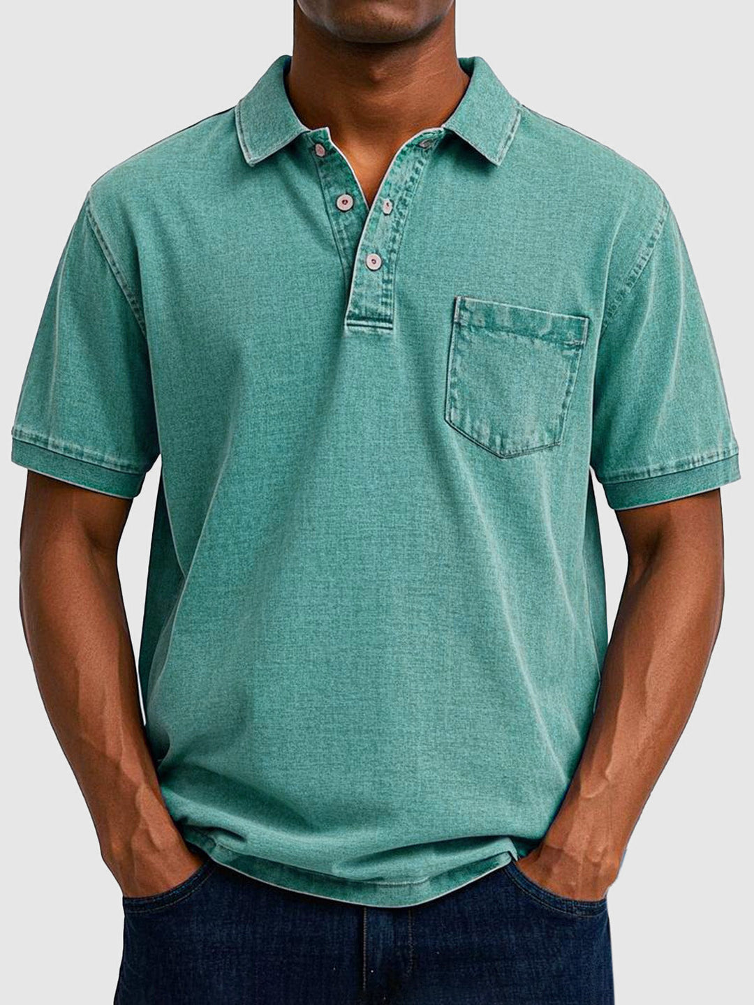 Kenneth | Men's Cotton Denim Short Sleeve Polo Shirt