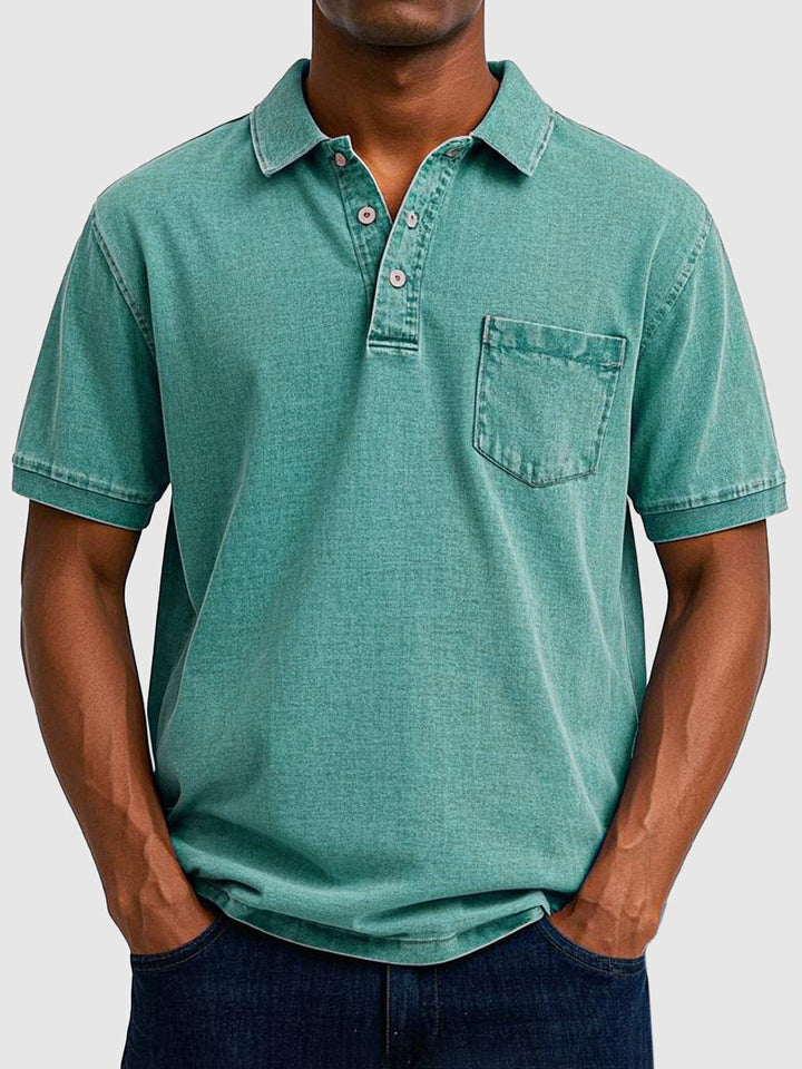 Kenneth | Men's Cotton Denim Short Sleeve Polo Shirt