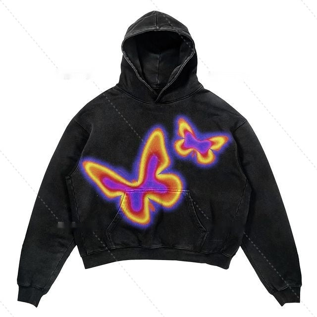 Men's Cropped Pullover Hoodie - Warm Polyester Streetwear-The Yellow Prime