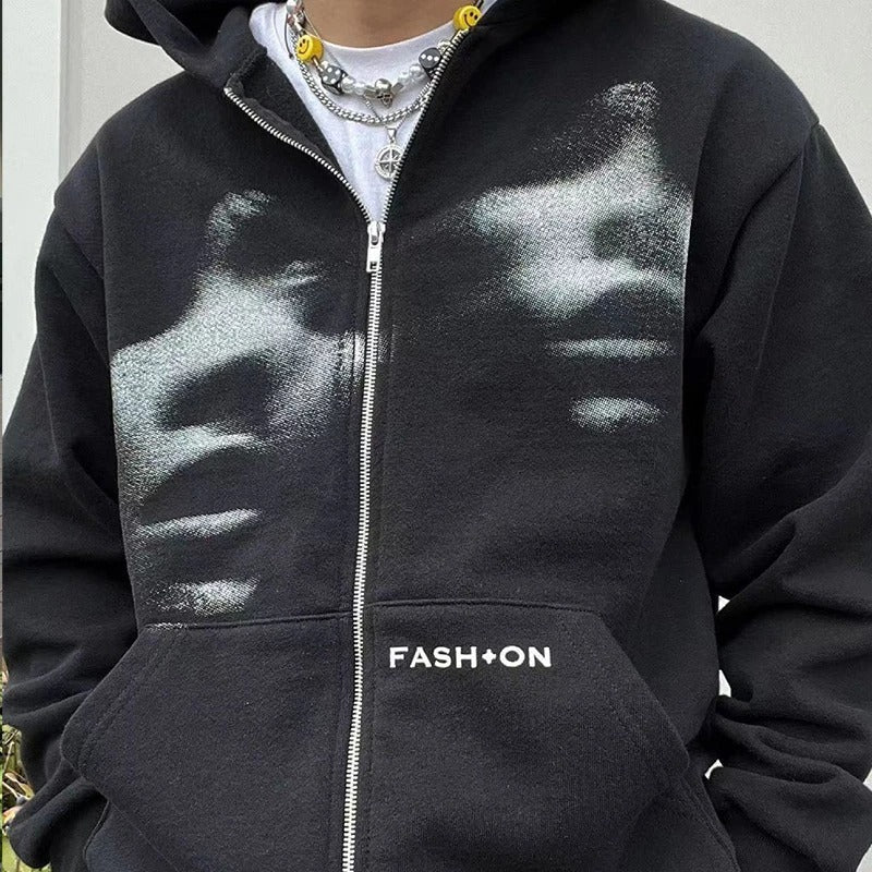Men's Oversized Unisex Zip Hoodie - Boxy Cotton Front Design-The Yellow Prime