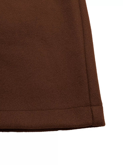 Abrigo de invierno hasta el tobillo con cinturón y cuello con solapas para mujer (marrón)