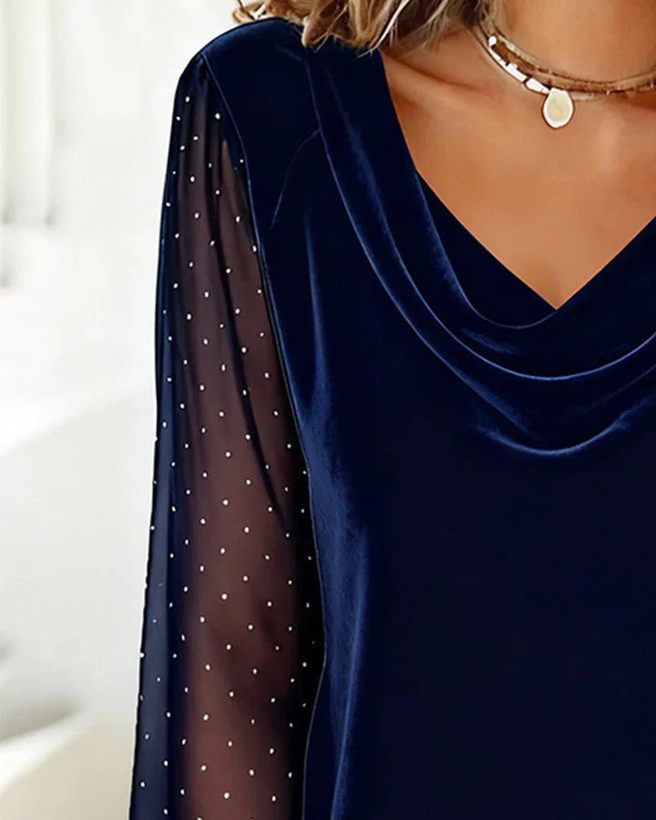 Avery | Women's Elegant Blouse with Draped Collar-The Yellow Prime